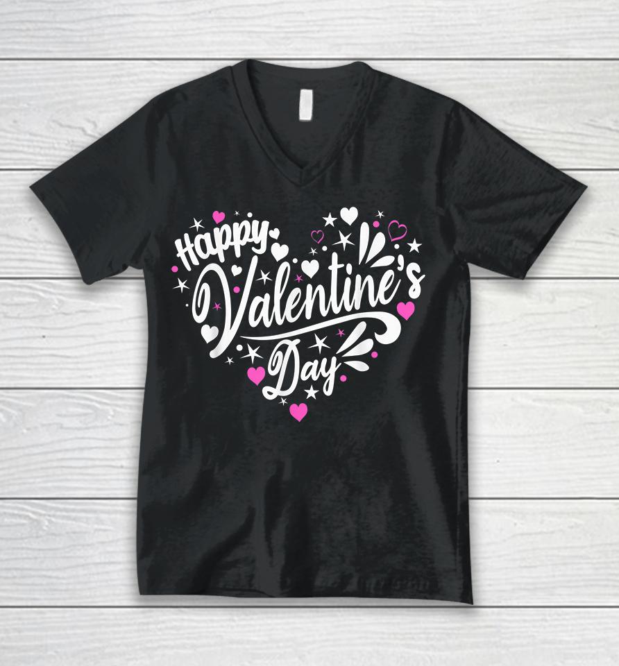 Happy Valentine's Day Heart Unisex V-Neck T-Shirt
