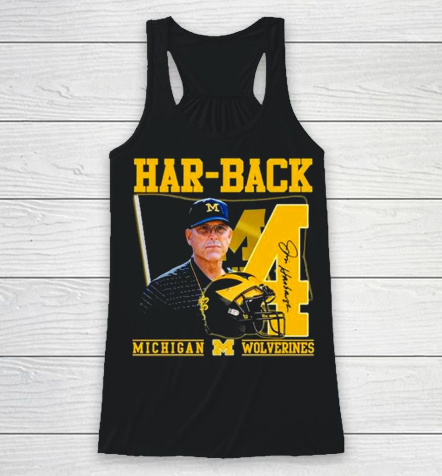 Har Back 4 Jim Harbaugh Michigan Wolverines Signature Racerback Tank
