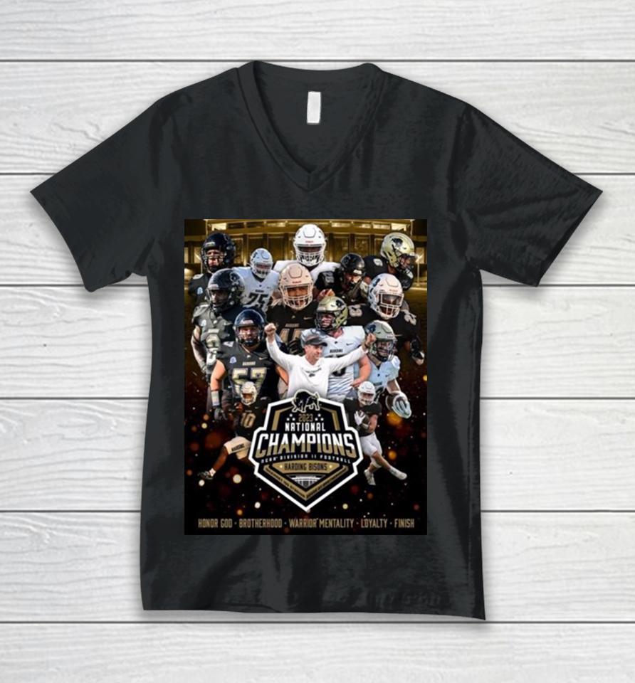 Harding Bison Win The National Champions Ncaa Division Ii Football 2023 Unisex V-Neck T-Shirt