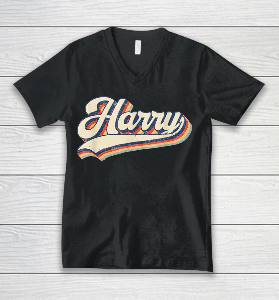 Harry Name Personalized Vintage Retro Gift Unisex V-Neck T-Shirt