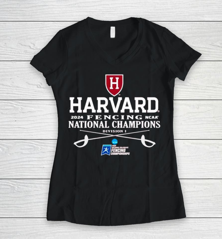 Harvard Crimson 2024 Ncaa Fencing National Champions Women V-Neck T-Shirt