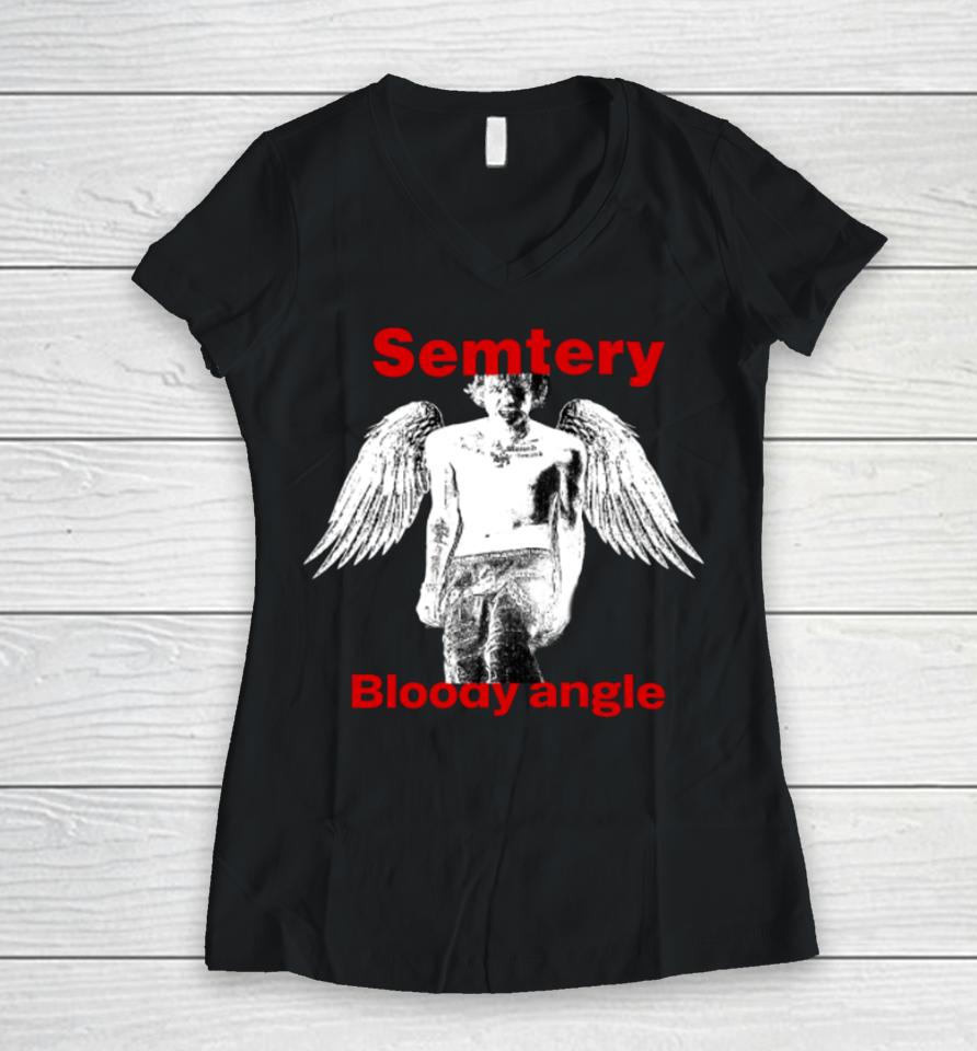 Haunted Mound Merch Sematary Bloody Angel Women V-Neck T-Shirt