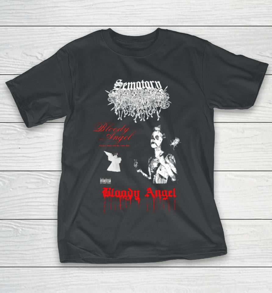 Haunted Mound Merch Sematary Bloody Angel Wire Bat T-Shirt