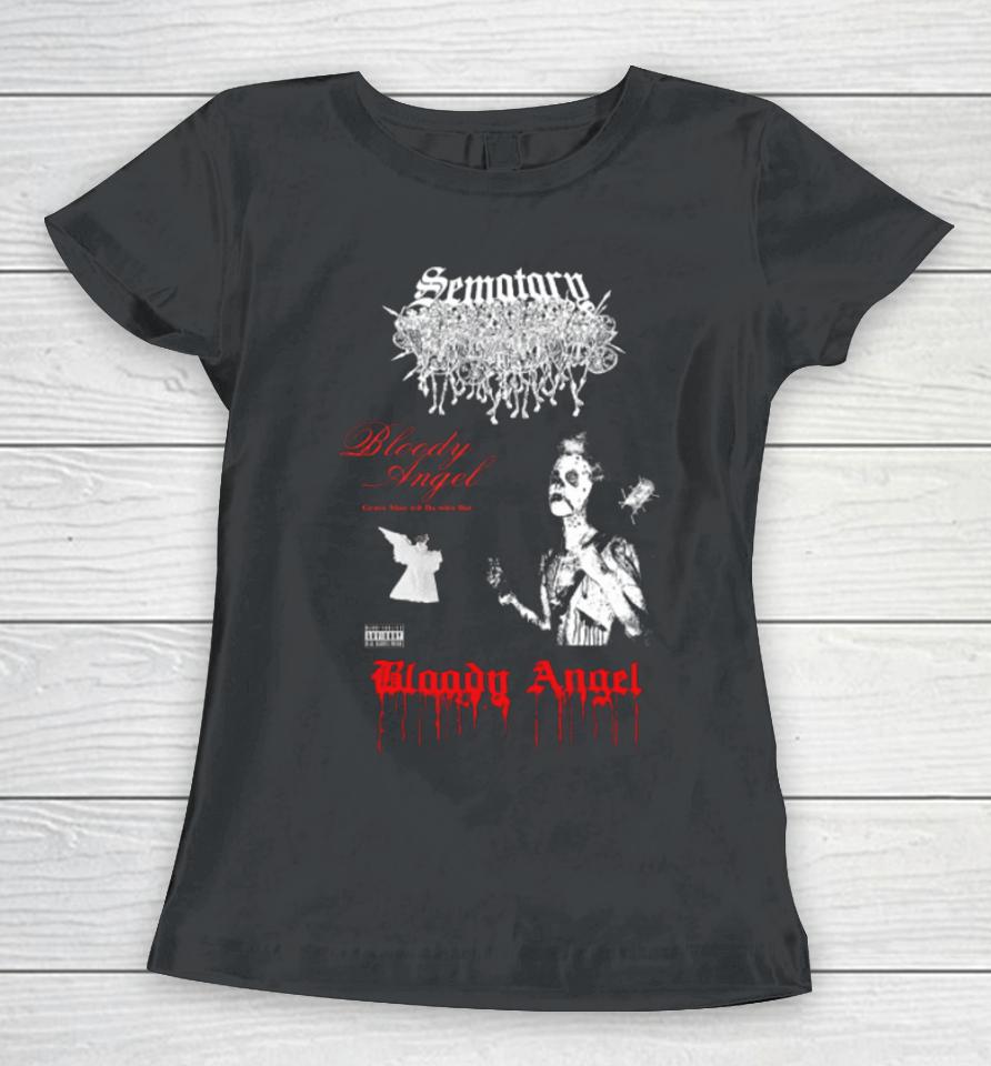 Haunted Mound Merch Sematary Bloody Angel Wire Bat Women T-Shirt