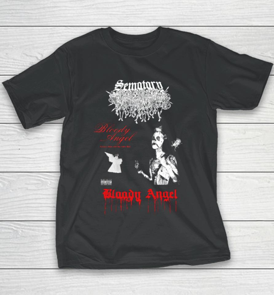 Haunted Mound Merch Sematary Bloody Angel Wire Bat Youth T-Shirt