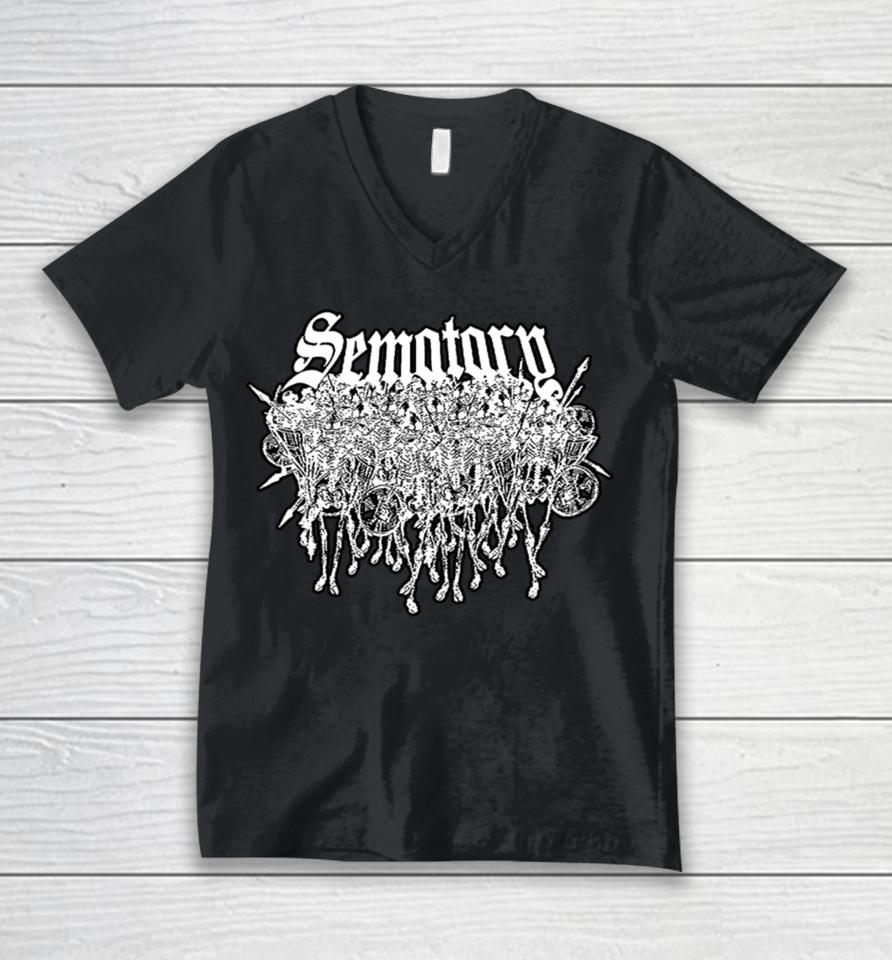 Haunted Mound Merch Store Sematary Logo Unisex V-Neck T-Shirt