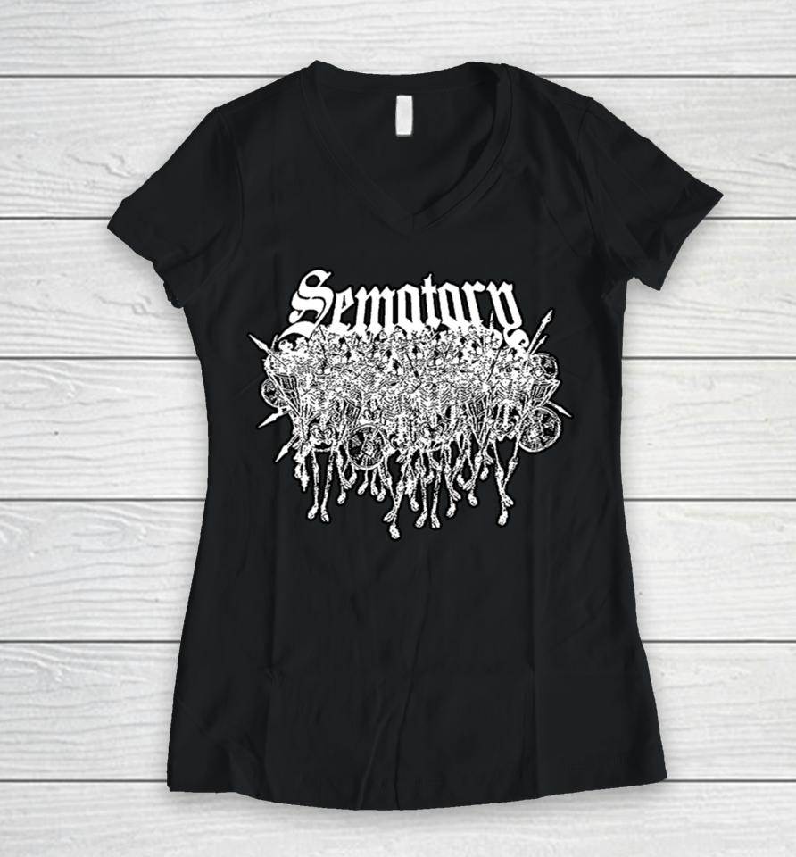 Haunted Mound Merch Store Sematary Logo Women V-Neck T-Shirt
