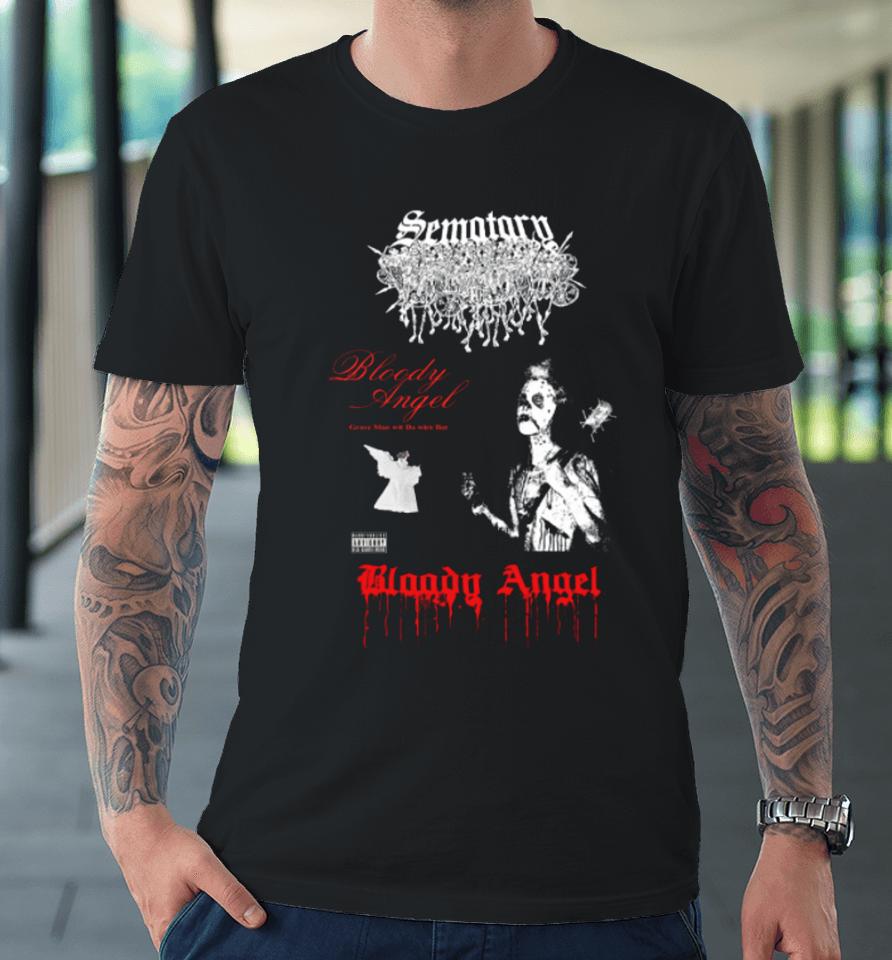 Haunted Mound Sematary Bloody Angel Wire Bat Premium T-Shirt