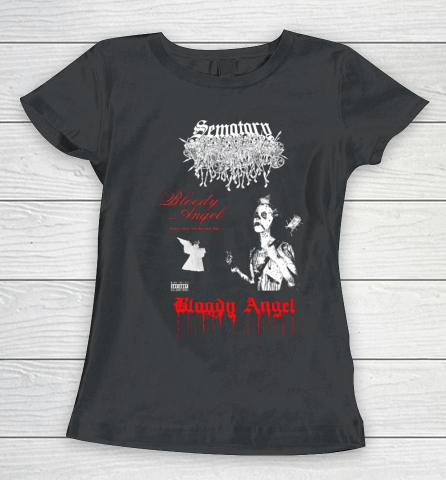 Haunted Mound Sematary Bloody Angel Wire Bat Women T-Shirt