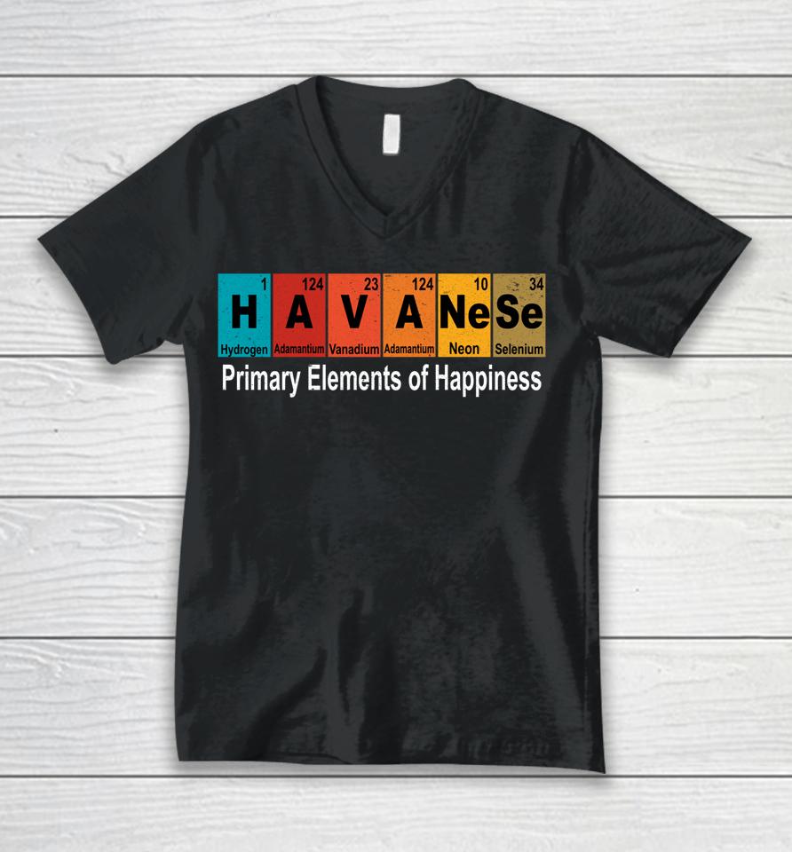 Havanese Dog Periodic Table Vintage Unisex V-Neck T-Shirt