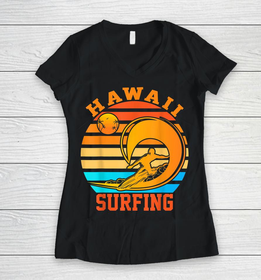 Hawaii Surfing Women V-Neck T-Shirt