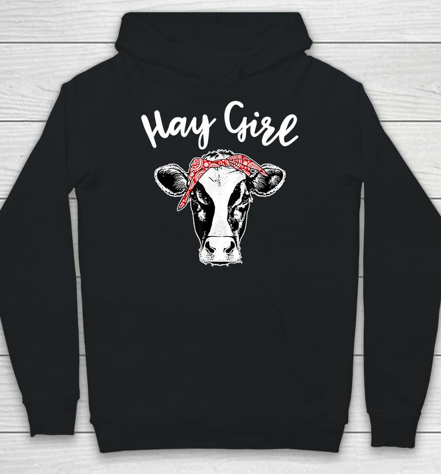 Hay Girl Farmer Cattle Cows Hoodie