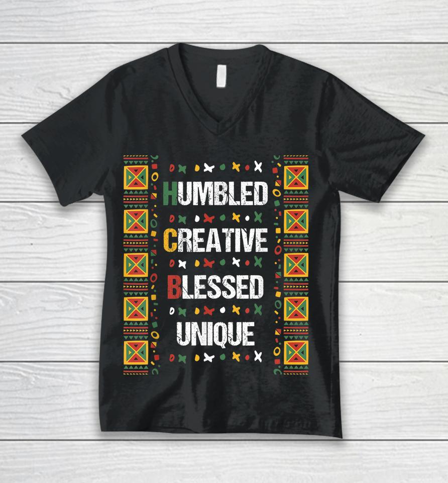 Hbcu Humbled Blessed Creative Unique Black History Month Unisex V-Neck T-Shirt
