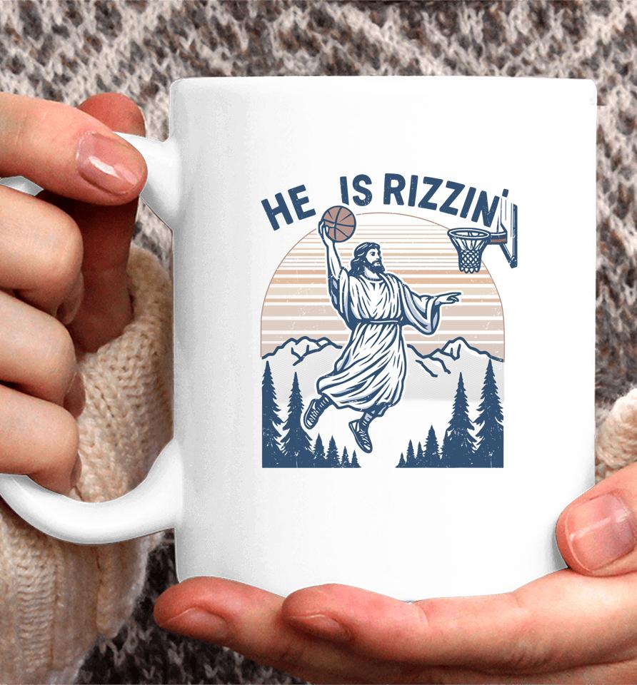 He Is Risen Rizzin' Easter Jesus Christian Faith Basketball Coffee Mug