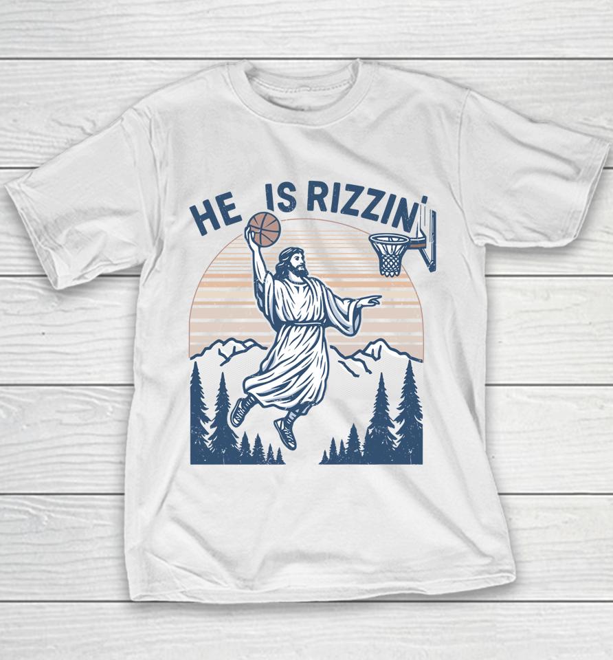 He Is Risen Rizzin' Easter Jesus Christian Faith Basketball Youth T-Shirt