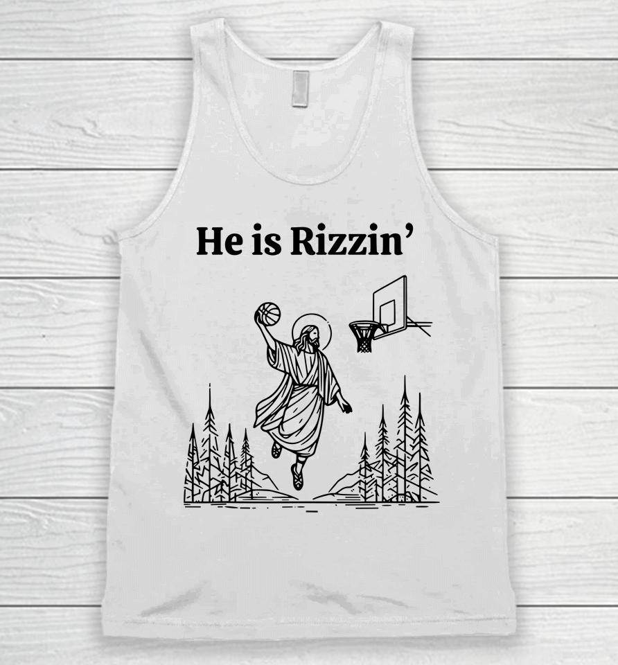 He Is Risen Shirt Funny Easter Jesus Playing Basketball Unisex Tank Top