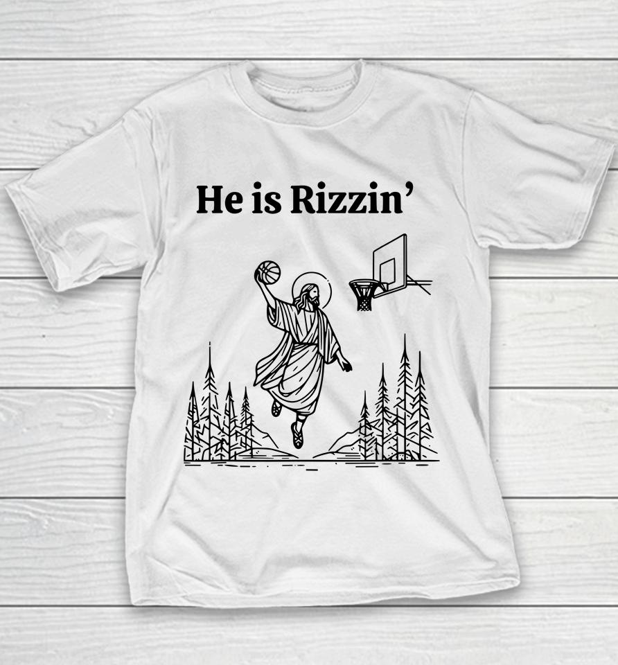 He Is Risen Shirt Funny Easter Jesus Playing Basketball Youth T-Shirt