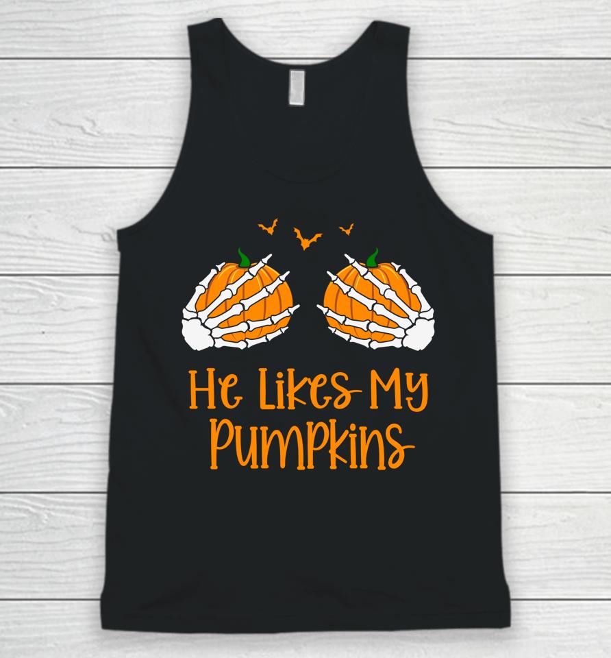 He Likes My Pumpkins Halloween Unisex Tank Top