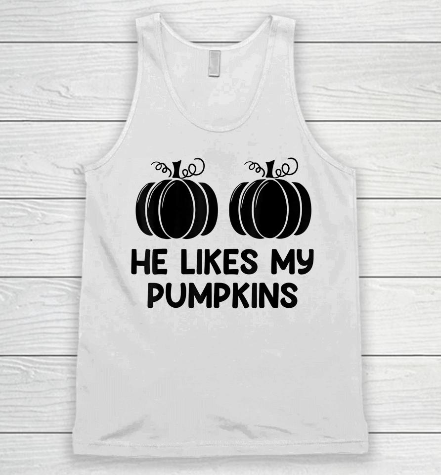 He Likes My Pumpkins She Likes My Broomstick Halloween Tee Unisex Tank Top
