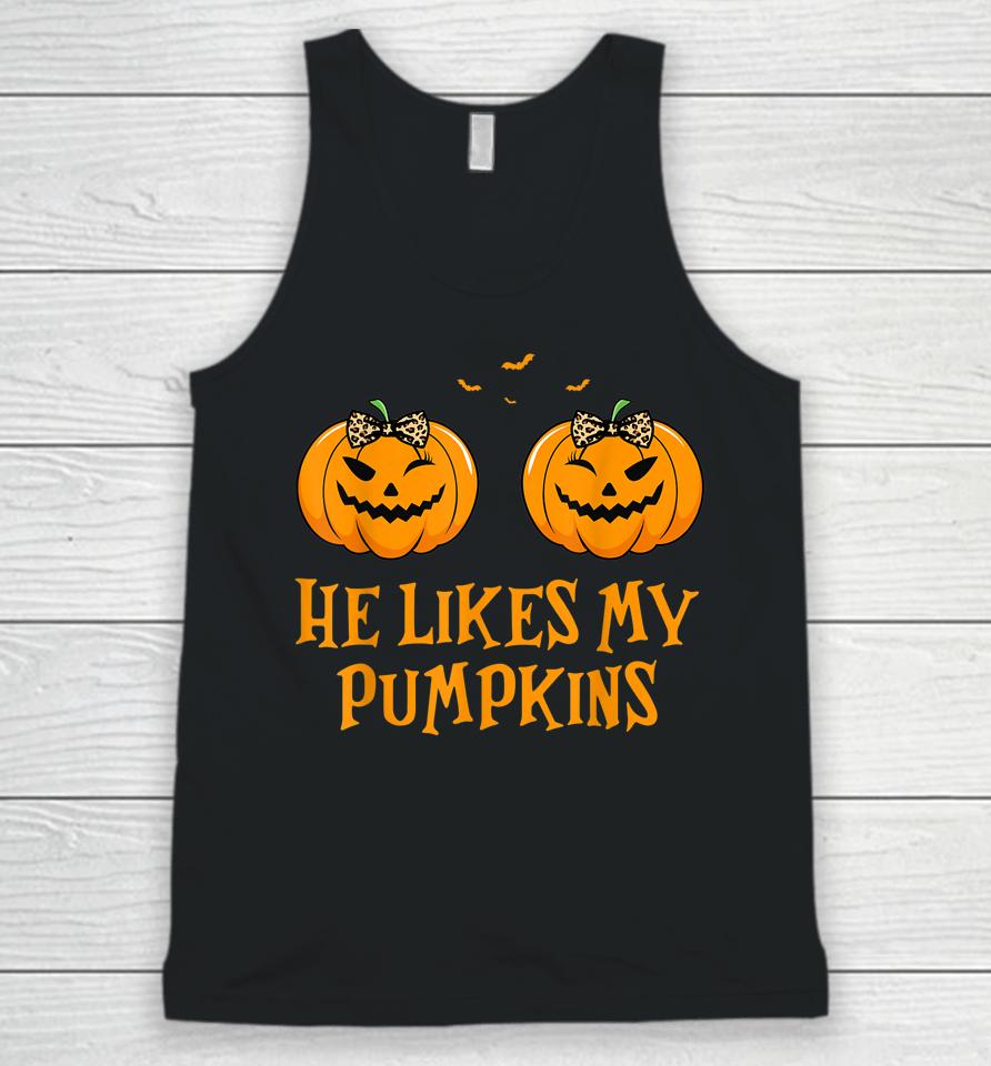 He Likes My Pumpkins She Likes My Broomstick Halloween Tee Unisex Tank Top