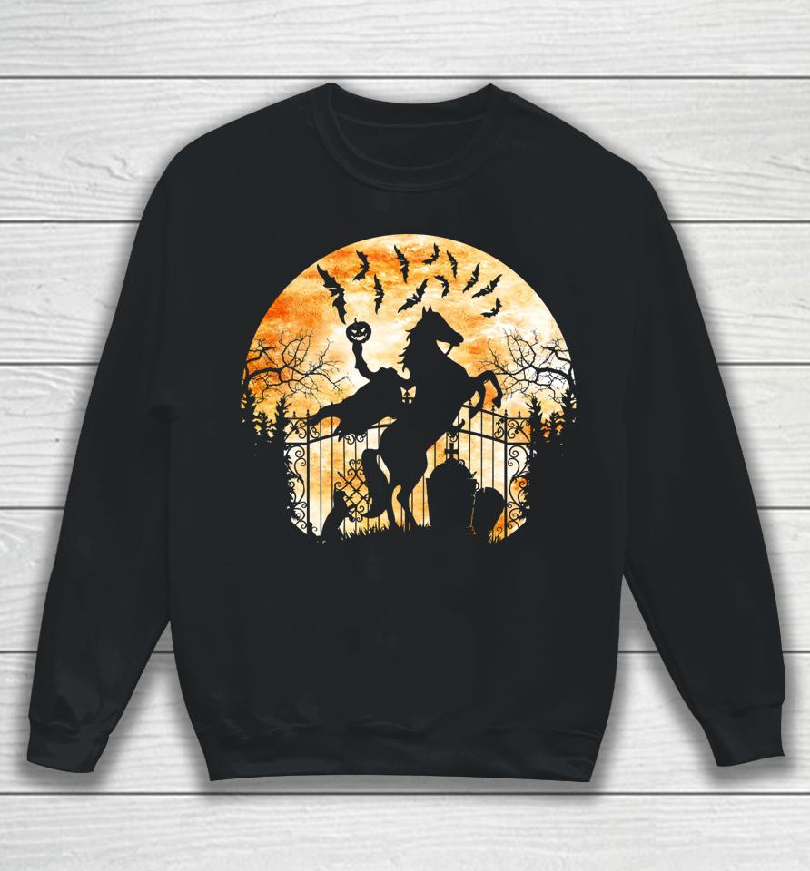 Headless Horseman In A Cemetery Bats Halloween Sweatshirt