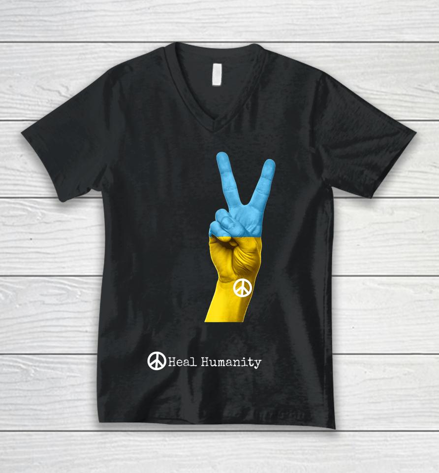 Heal Humanity Ukraine Unisex V-Neck T-Shirt
