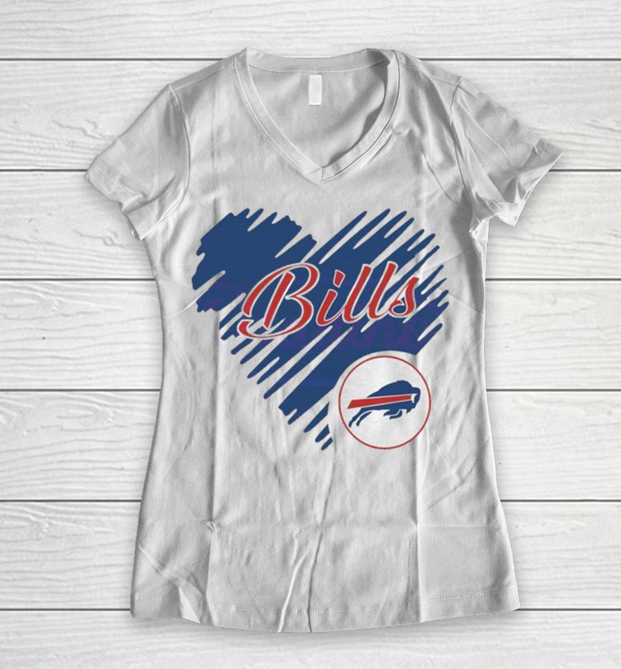 Heart Buffalo Bills Nfl Team Logo Women V-Neck T-Shirt
