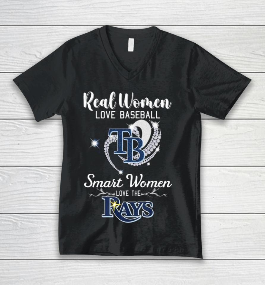 Heart Diamond Real Women Love Baseball Smart Women Love The Tampa Bay Rays 2023 T Unisex V-Neck T-Shirt