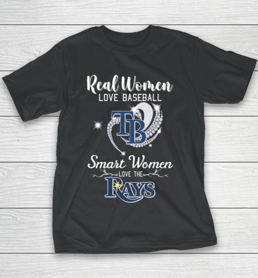 Heart Diamond Real Women Love Baseball Smart Women Love The Tampa Bay Rays 2023 T Youth T-Shirt