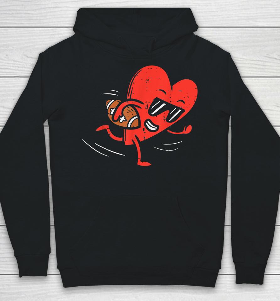Heart Playing American Football Valentines Day Sports Boys Hoodie