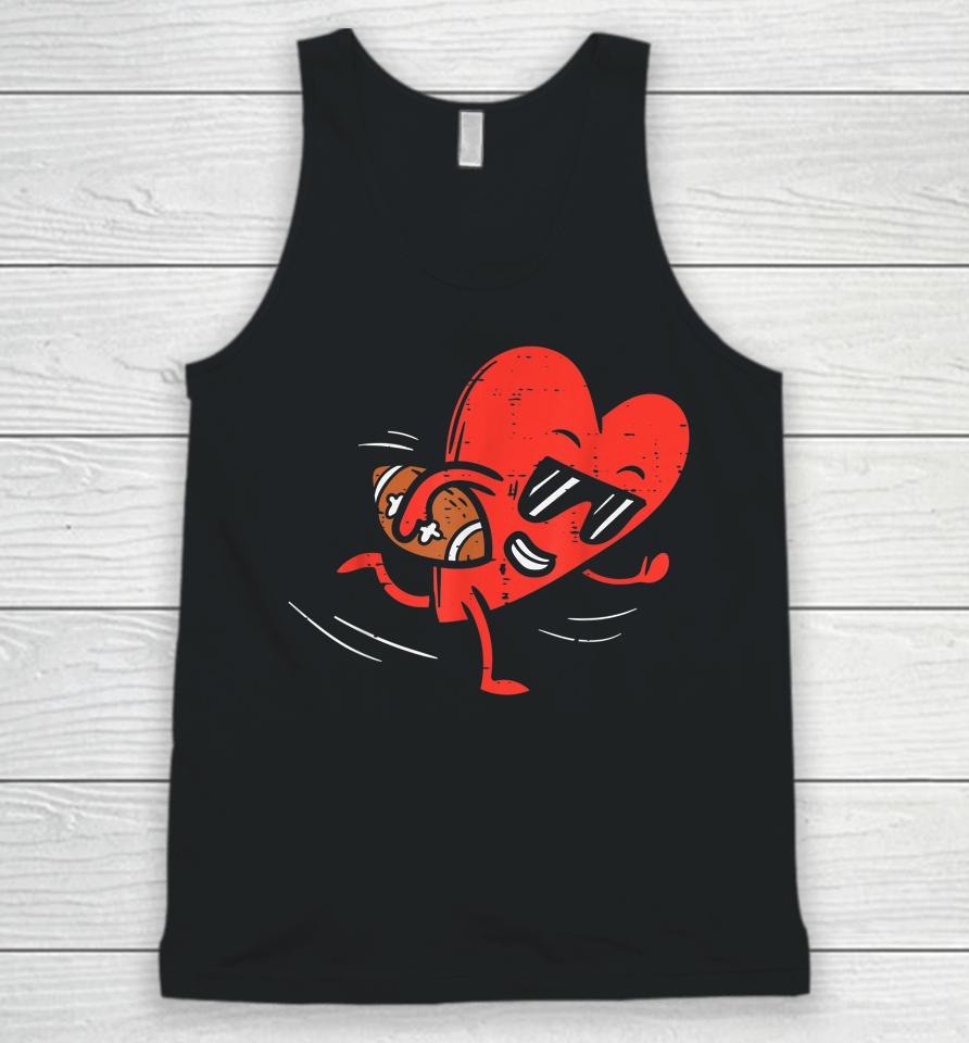 Heart Playing American Football Valentines Day Sports Boys Unisex Tank Top