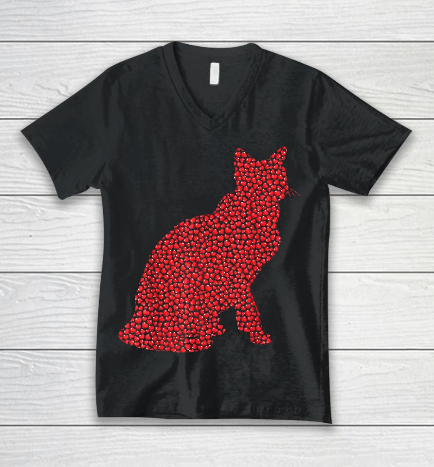 Heart Shape Siamese Cat Valentine's Day Unisex V-Neck T-Shirt