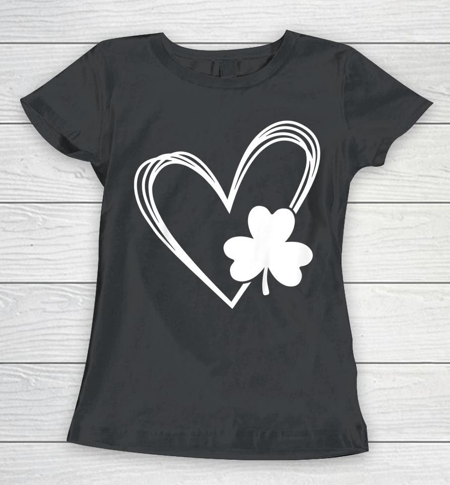Heart St Patricks Day Shamrock Irish Kids Gift Women T-Shirt