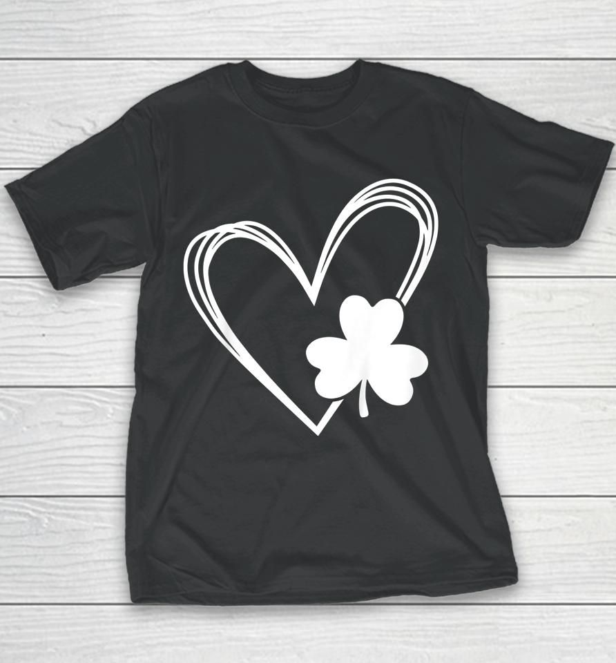 Heart St Patricks Day Shamrock Irish Kids Gift Youth T-Shirt