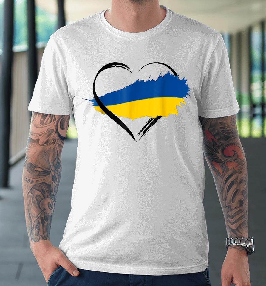 Heart Ukraine I Stand With Ukraine Ukrainian Flag Premium T-Shirt