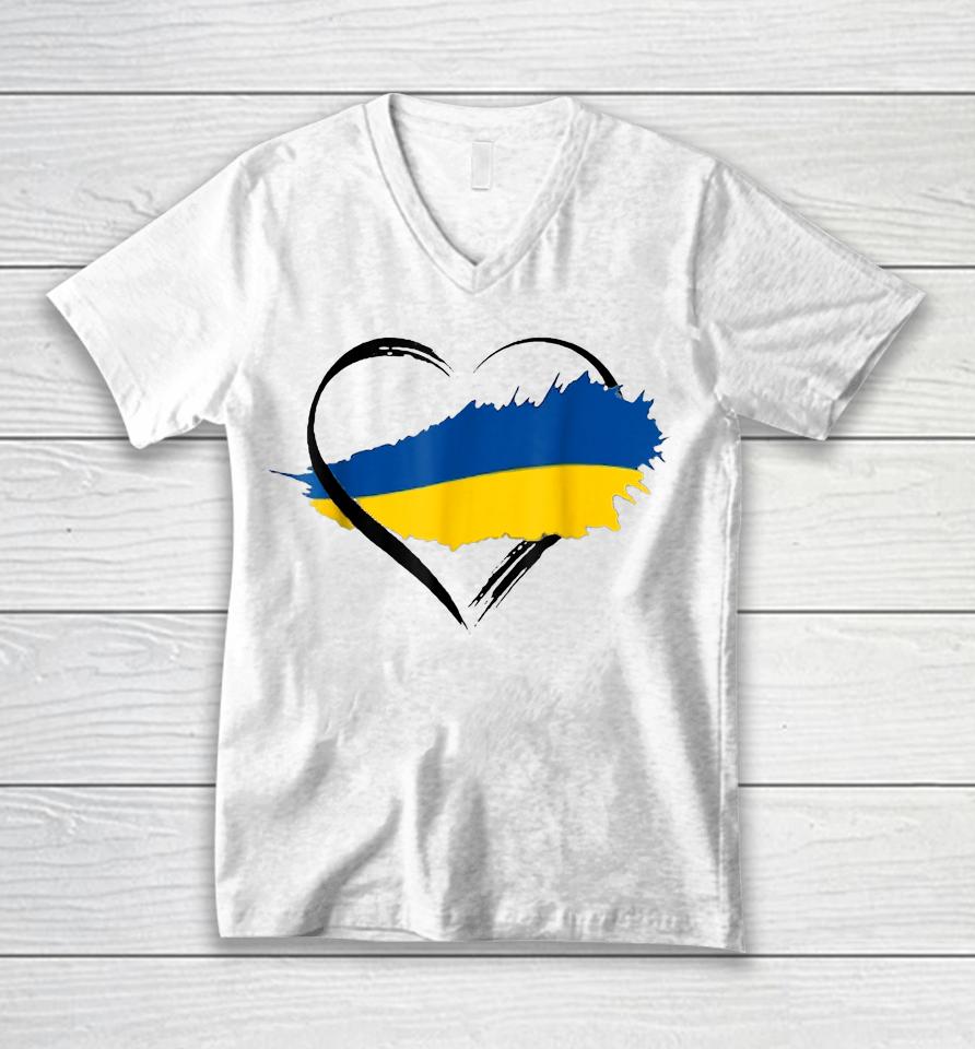 Heart Ukraine I Stand With Ukraine Ukrainian Flag Unisex V-Neck T-Shirt