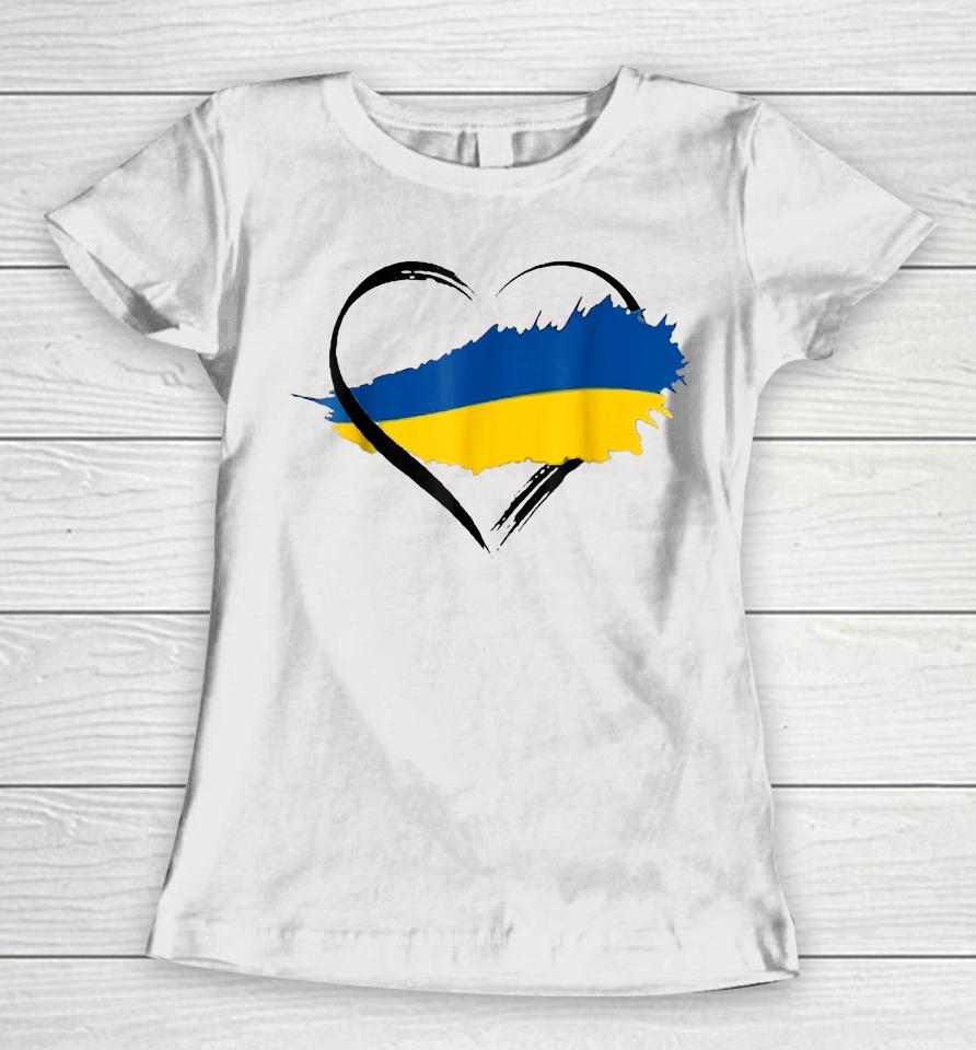 Heart Ukraine I Stand With Ukraine Ukrainian Flag Women T-Shirt