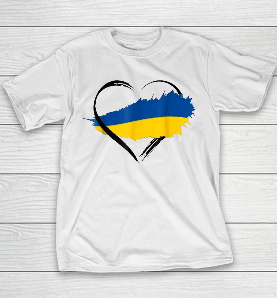 Heart Ukraine I Stand With Ukraine Ukrainian Flag Youth T-Shirt