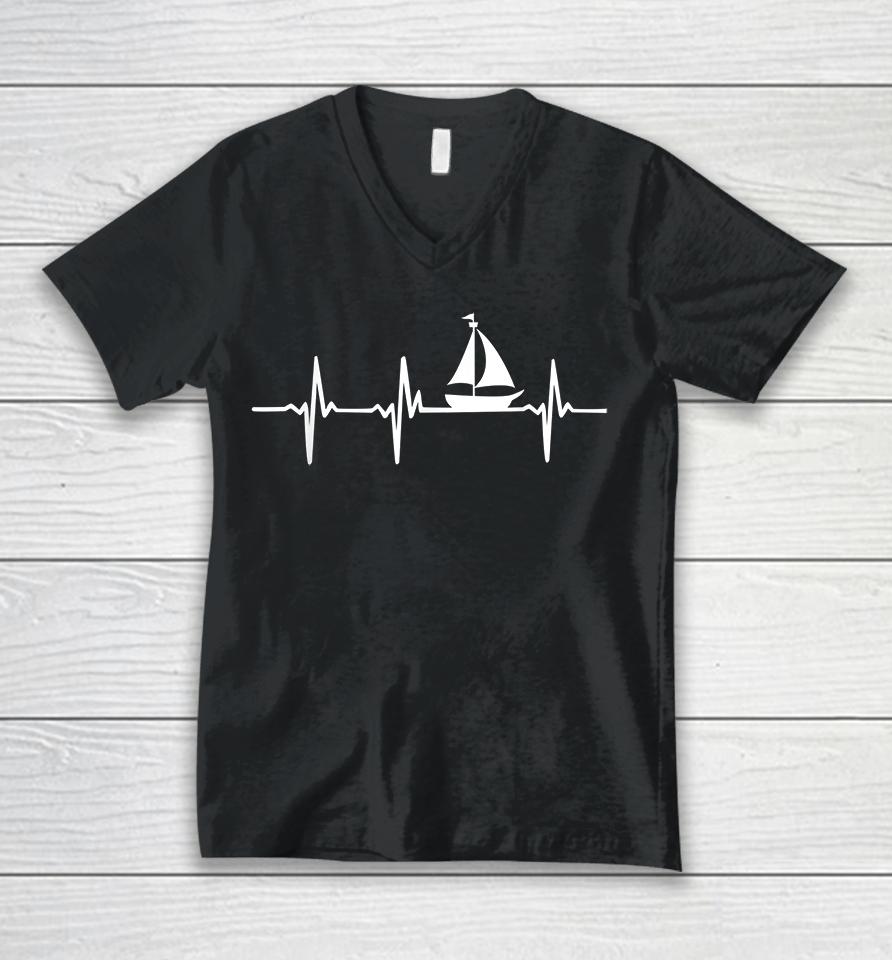 Heartbeat Sailing Unisex V-Neck T-Shirt