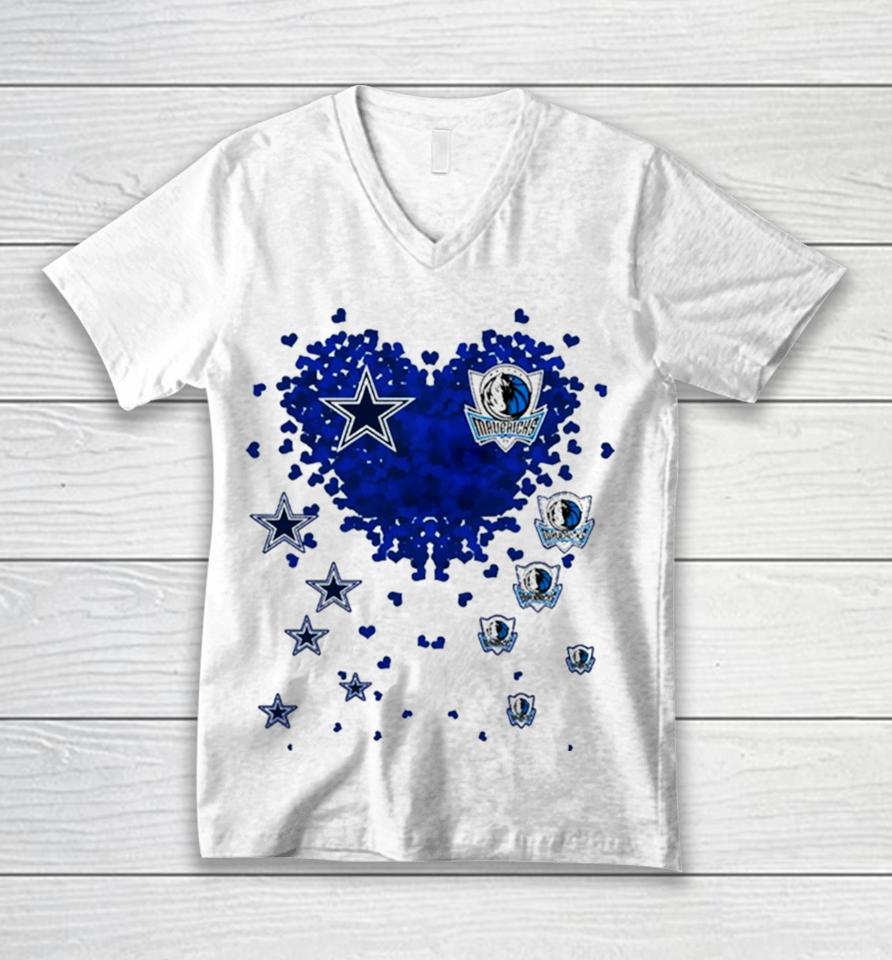 Hearts Dallas Cowboys Dallas Mavericks Love Unisex V-Neck T-Shirt