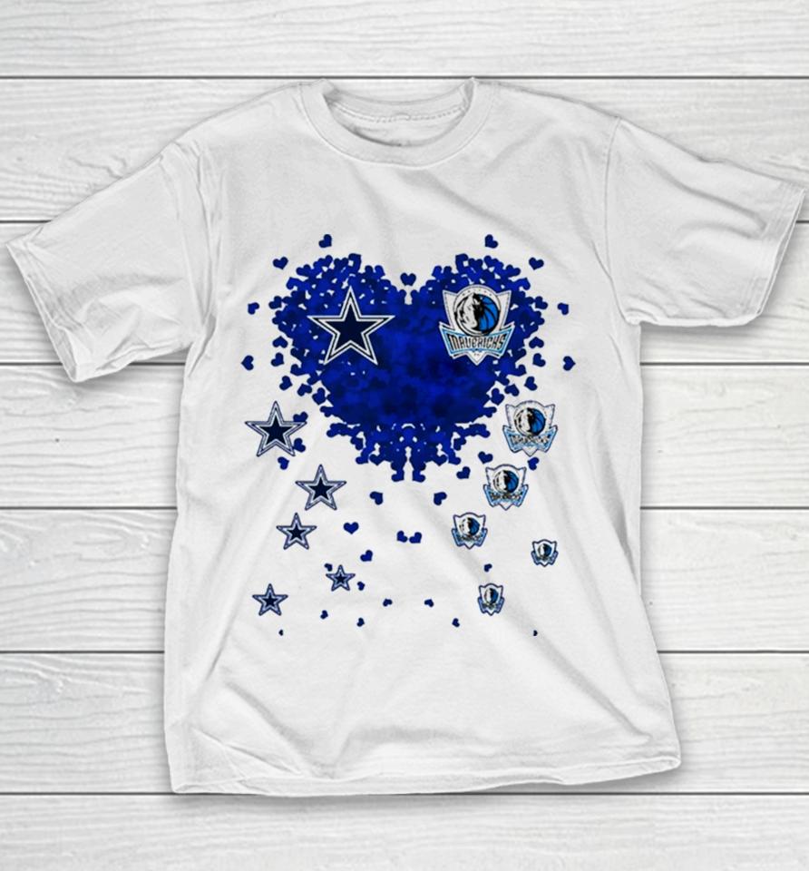 Hearts Dallas Cowboys Dallas Mavericks Love Youth T-Shirt