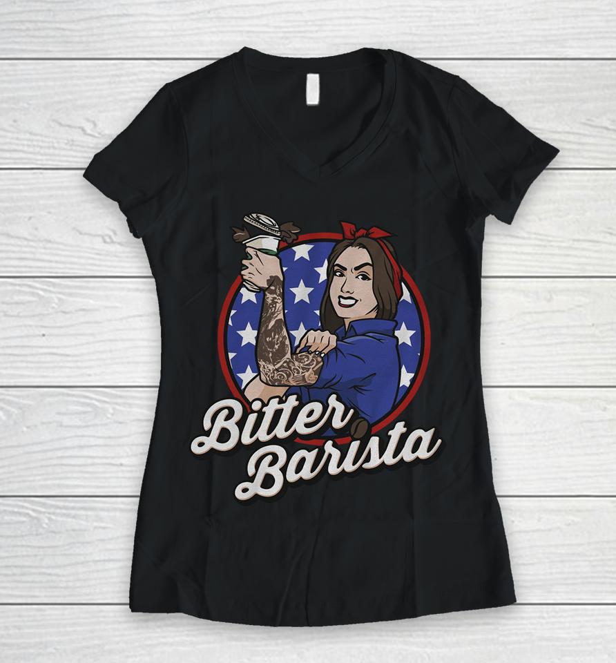 Heather Lynn Bitter Barista Women V-Neck T-Shirt