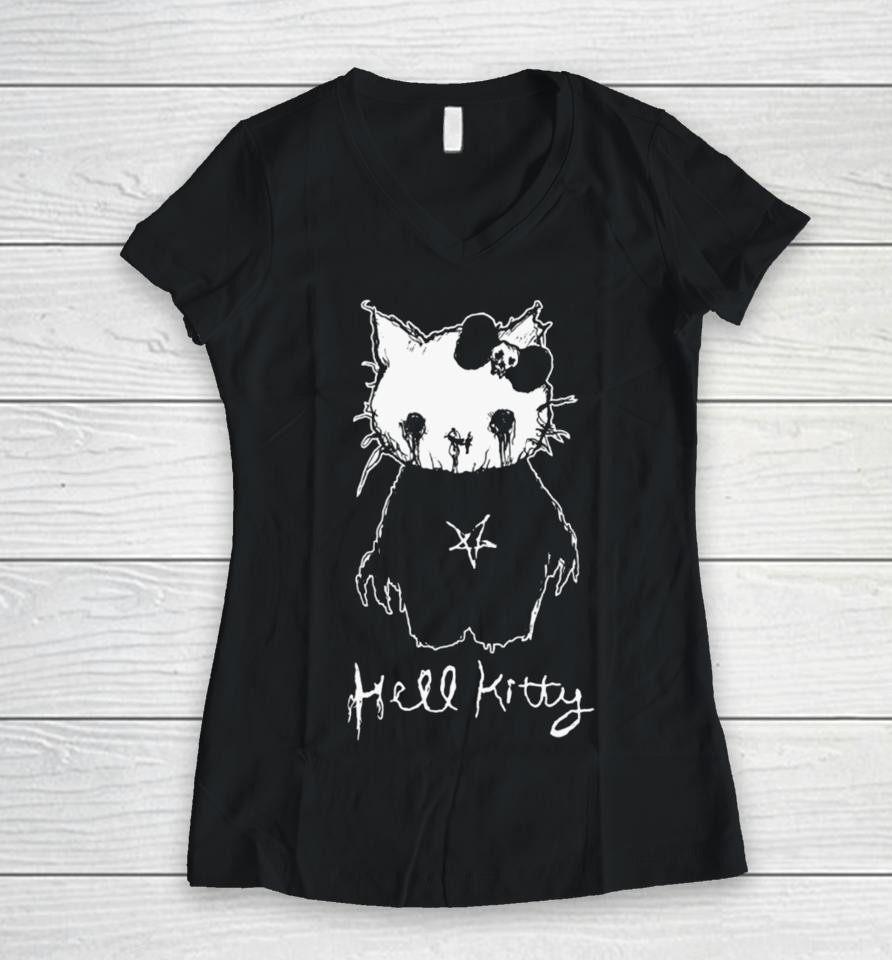 Heavy Music Artwork Hell Kitty Women V-Neck T-Shirt