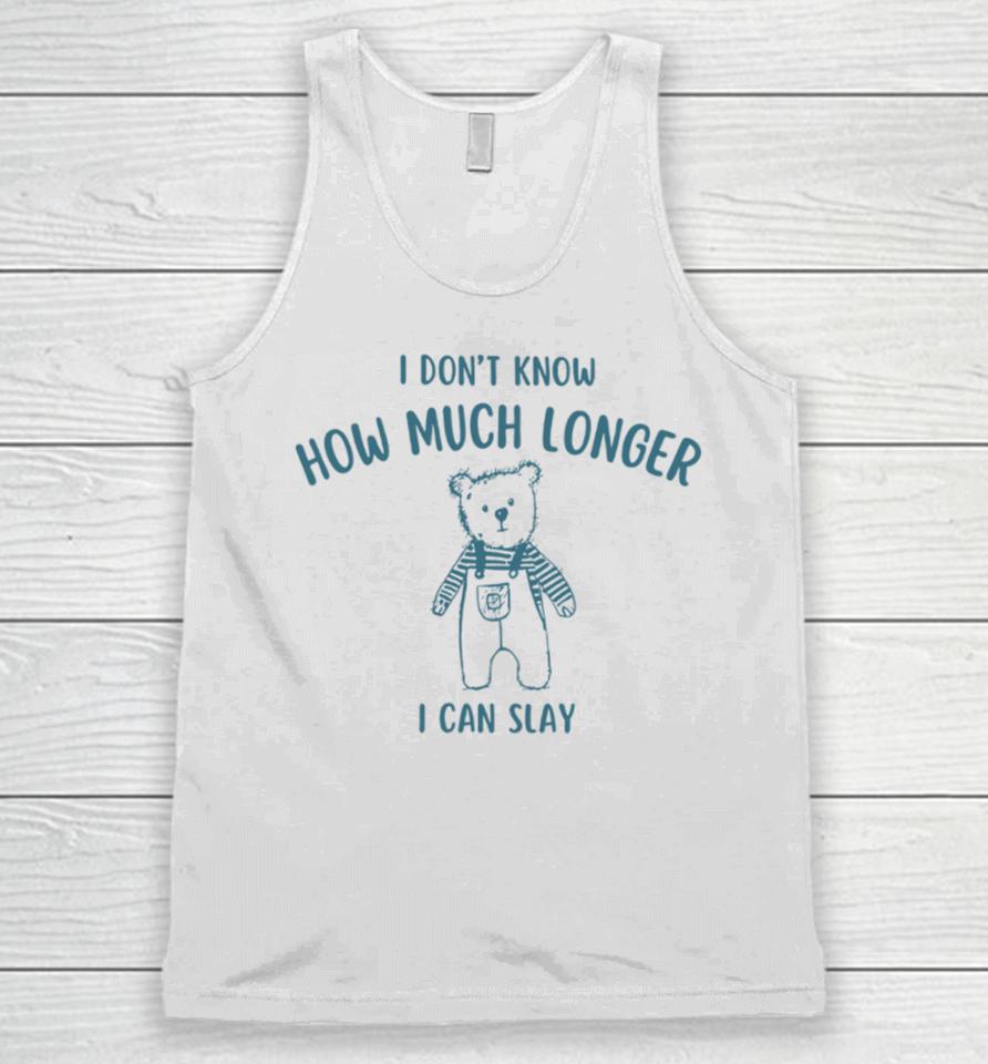 Heeltd I Dont Know How Much Longer I Can Slay Unisex Tank Top