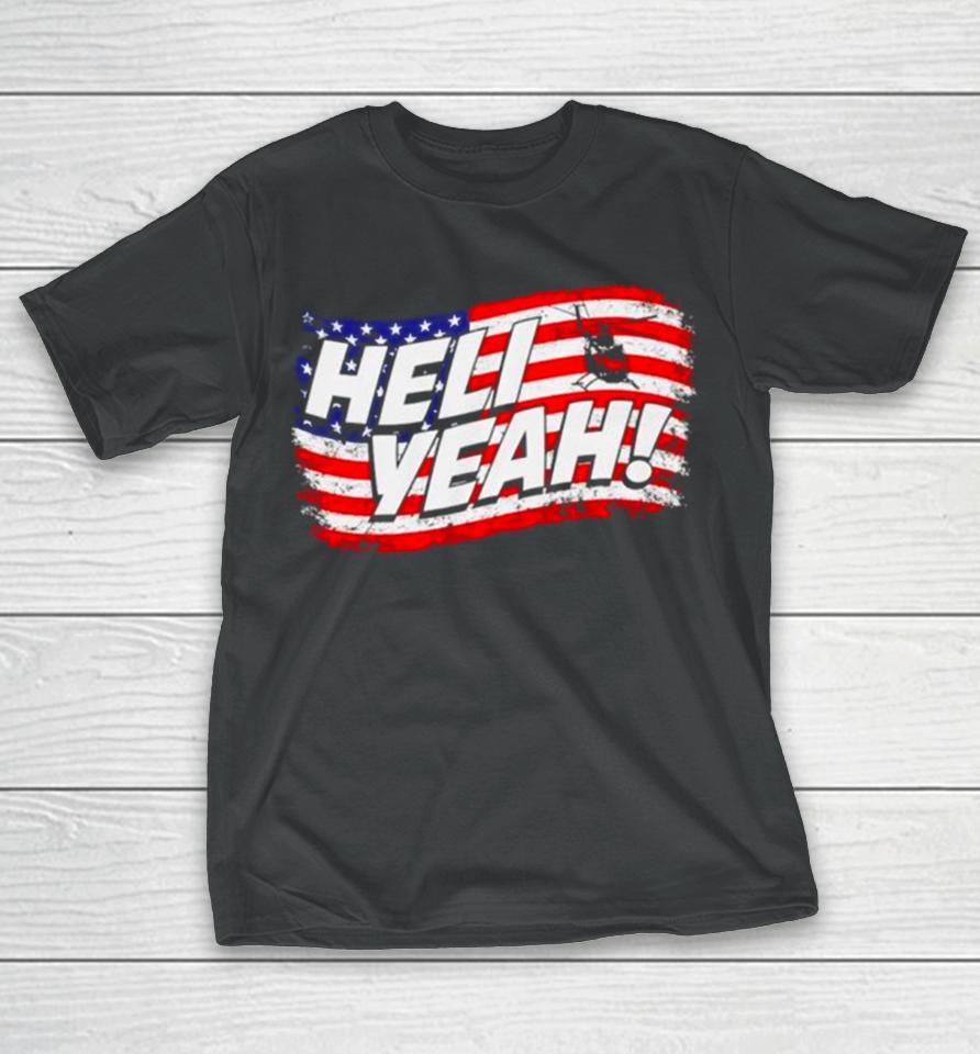 Helicopter Heli Yeah American Flag T-Shirt