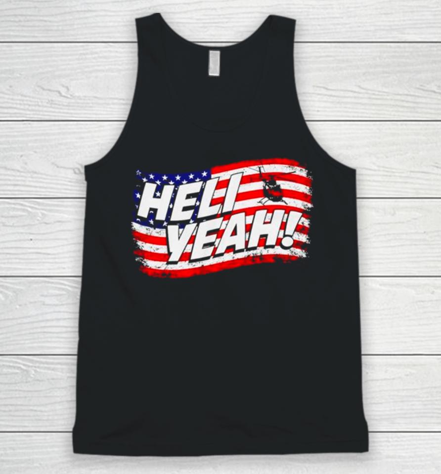 Helicopter Heli Yeah American Flag Unisex Tank Top