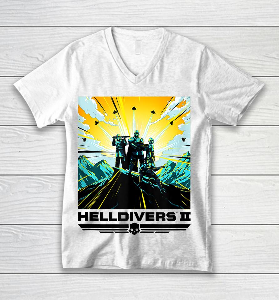 Helldivers 2 Store Colorful Sony Playstation Video Game Poster Unisex V-Neck T-Shirt
