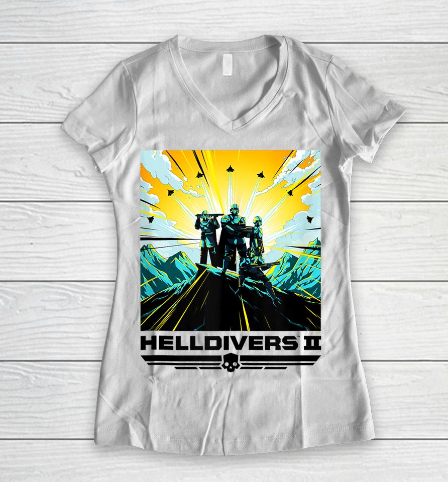 Helldivers 2 Store Colorful Sony Playstation Video Game Poster Women V-Neck T-Shirt