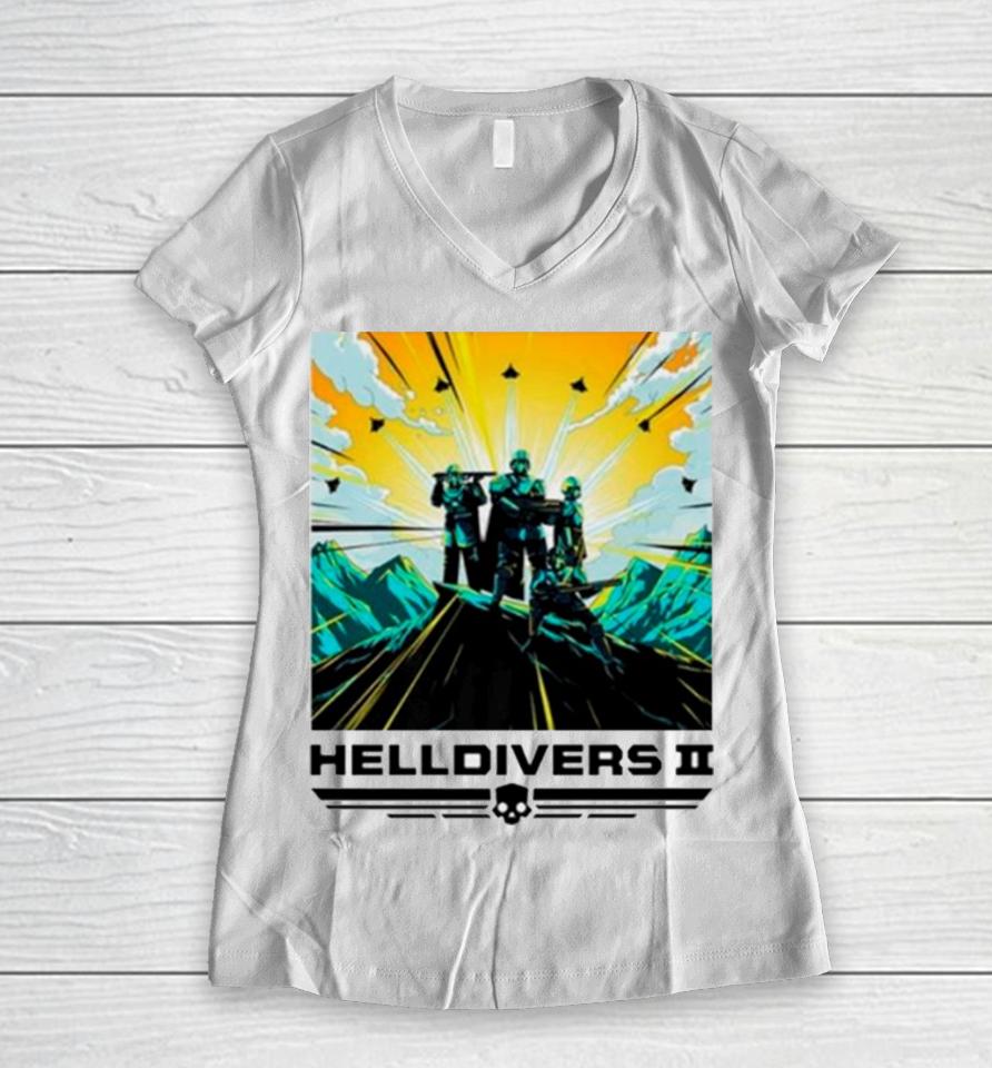 Helldivers Ii Colorful Sony Playstation Video Game Women V-Neck T-Shirt