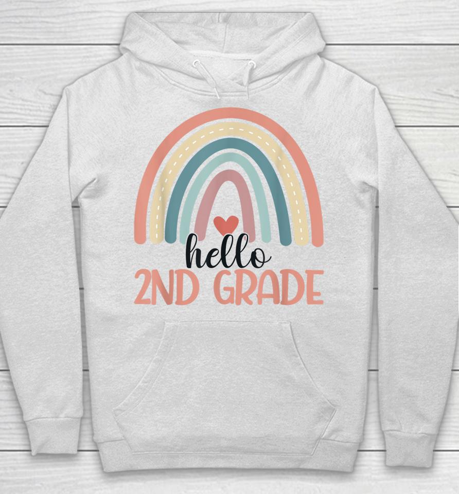 Hello 2Nd Grade Cute Second Grade Rainbow Teacher Student Hoodie